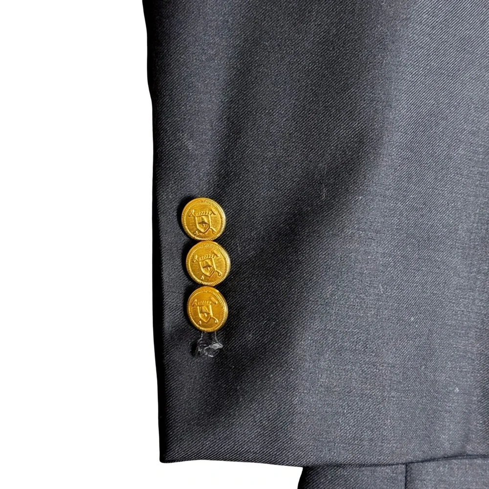 Vintage Lauren Ralph Lauren Black Wool Blazer Gold Buttons 90s Classic